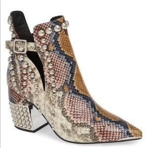 Jeffrey Campbell Rylan Grey Wine Snake Silver Boot